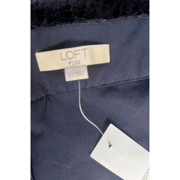 Ann Taylor Loft Skirt Womens 22 Navy Blue Plus Size Lace - Picture 5 of 5